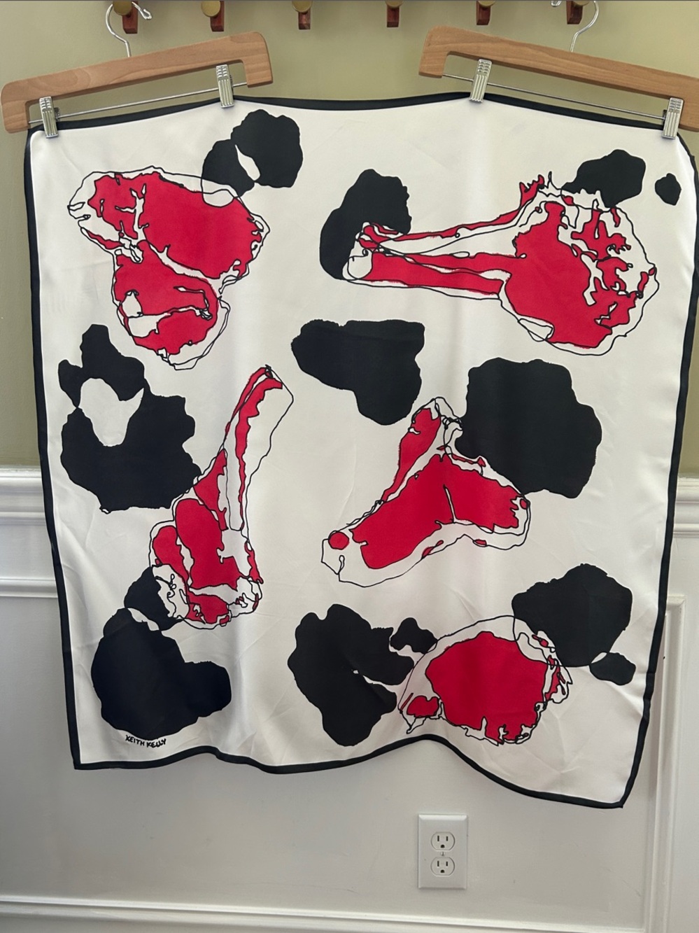NWOT Red & Black Silk Square Scarf